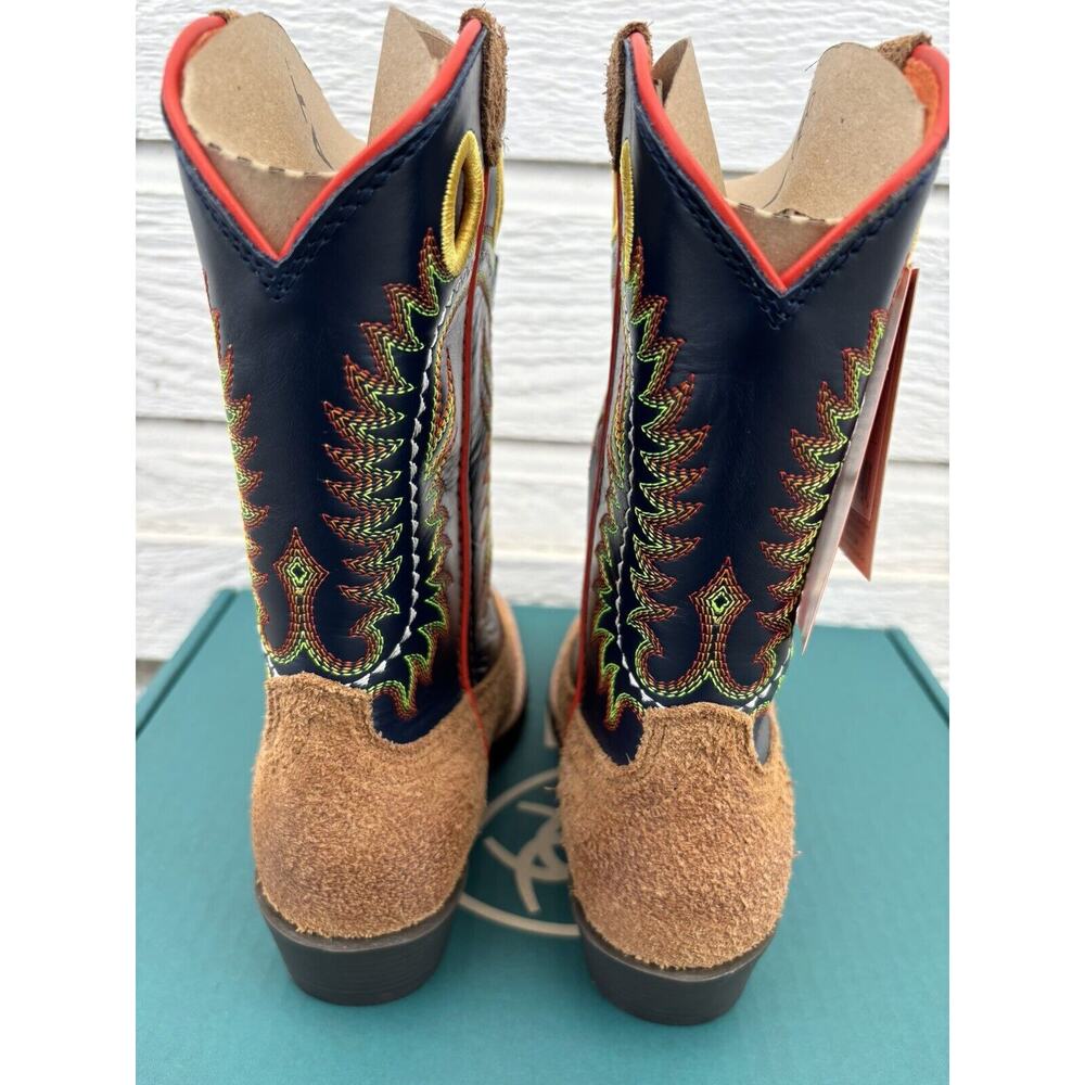 Ariat Derby Monroe Kids Size 3 M Tan Roughout / Inkwell Buckaroo Cowboy Boots - Picture 6 of 9